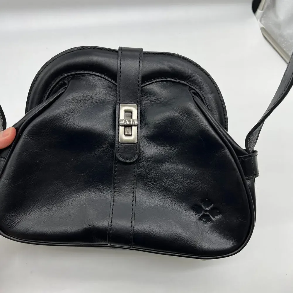 Patricia Nash Florentina Frame Leather Crossbody Bags Black Distressed